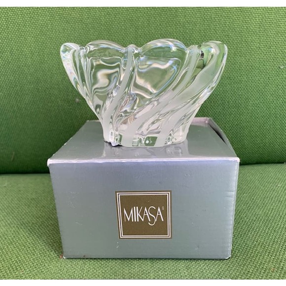 MIKASA Crystal "Peppermint Frost" Votive Candle Holder  -  2-1/2" - Picture 1 of 4